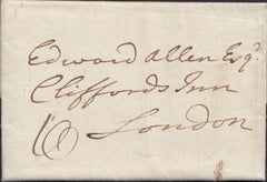 130280 1791 LETTER SALISBURY TO LONDON WITH 'SALISBURY' HAND STAMP (WL607).