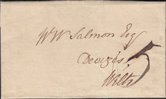 130291 1800 MAIL SALISBURY TO DEVIZES WITH 'SALISBURY' HAND STAMP (WL619).