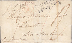 131167 1817 MAIL CHIPPENHAM TO LOUTH WITH 'CHIPPENHAM/PENNY POST' HAND STAMP AND MANUSCRIPT 'BY LONDON'.