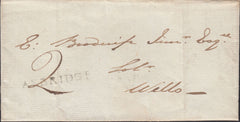 131189 1824 MAIL BANWELL, SOMERSET TO WELLS, SOMERSET WITH 'AXBRIDGE' HAND STAMP (SO23) AND 'WELLS SOM/PENNY POST' HAND STAMP (SO937).