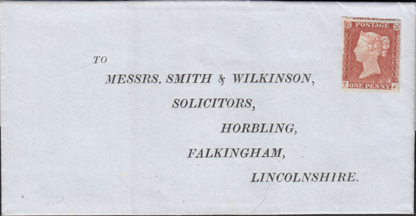 131306 CIRCA 1850 ATTRACTIVE PRINTED ENVELOPE TO FALKINGHAM, LINCOLNSHIRE WITH UNUSED 1D PL.53 (SG9)(TJ).