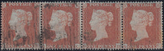 131360 1854 DIE 1 1D RES.PL.3 STRIP OF FOUR (SG17) LETTERED GB GC GD AND GE.