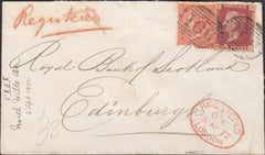 131388 1872 REGISTERED MAIL BRADFORD ON AVON, WILTS TO EDINBURGH.