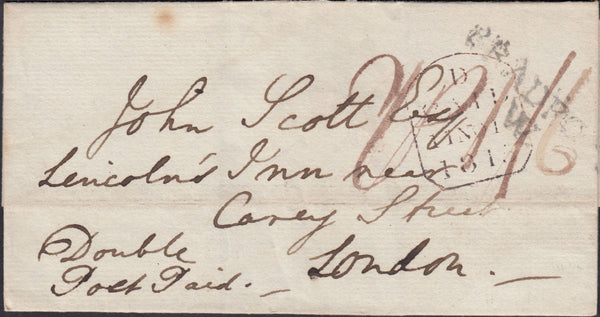 131398 1813 MAIL BRADFORD, WILTS TO LONDON WITH 'BRADFORD/W' HAND STAMP (WL75).