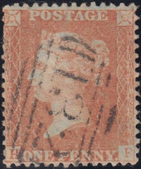 131511 1856 DIE 2 1D PL.46 PALE ORANGE-BROWN ON BLUED PAPER (SG29)(HF).