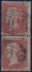 131521 1854 DIE 1 1D RES.PL.3 (SG17) VERTICAL PAIR LETTERED AA BA, AA MISSING IMPRIMATUR LETTERING.