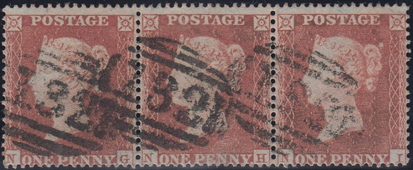 131529 1854 DIE 1 RES.PL.2 (SG17) USED STRIP OF THREE NG NH NI.