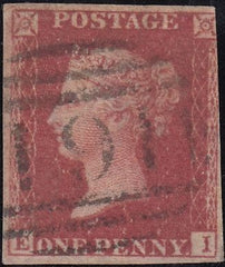 131554 1857 DIE 2 1D PL.60 ROSE-RED ON WHITE PAPER ERROR IMPERFORATE (SG40a).