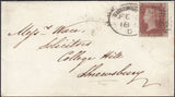 131560 1855 MAIL USED LOCALLY IN SHREWSBURY WITH 1D (SG21) CANCELLED 'SHREWSBURY/708' SPOON (RA116), ON REVERSE 'BASCHURCH/PENNY POST' HAND STAMP IN GREEN (SH9).