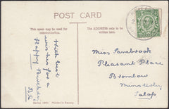 131582 1912 MAIL BENT LONT, SHROPS TO SALOP WITH 'BENT LONT/SHREWSBURY' RUBBER DATE STAMP.