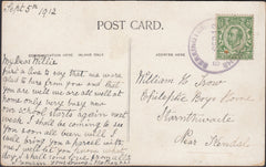 131585 1912 MAIL BERRINGTON, SHROPS TO KENDAL WITH 'BERRINGTON/SHREWSBURY' RUBBER DATE STAMP.