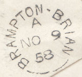 131603 1858 MAIL BRAMPTON BRYAN, HEREFORDSHIRE TO LUDLOW WITH VERY FINE '078' NUMERAL OF BRAMPTON BRYAN.