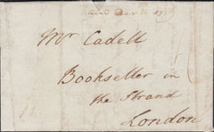 131618 1779 MAIL FROM BADGER NEAR SHIFNALL, SHROPS TO LONDON WITH 'BRIDG/NORTH' HAND STAMP (SH53).