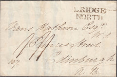 131657 1820 MAIL BRIDGNORTH TO EDINBURGH WITH 'BRIDGE/NORTH' HAND STAMP (SH63).