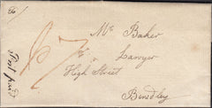 131670 1828 LETTER BRIDGNORTH TO BEWDLEY WITH 'BRIDGNORTH/138' MILEAGE MARK (SH73).