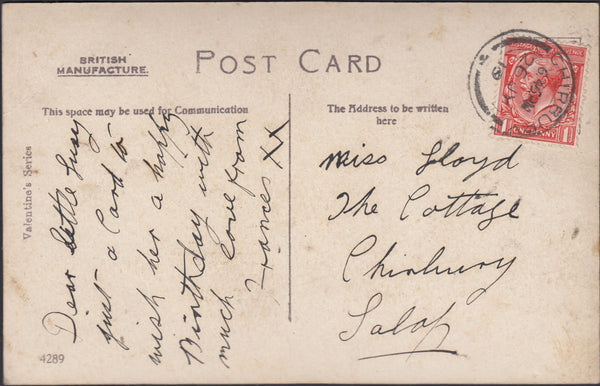 131716 1914-1919 CANCELLATIONS OF CHIRBURY IN SHROPS (3 ITEMS).