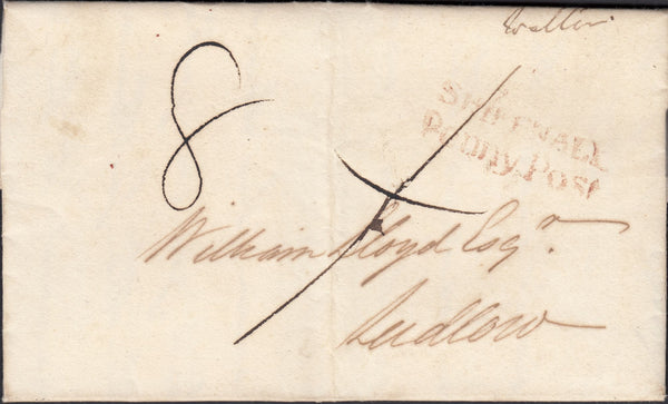 131726 1815 MAIL MADELEY, SHROPS TO LUDLOW WITH 'SHIFFNALL/PENNY POST' HAND STAMP (SH550).