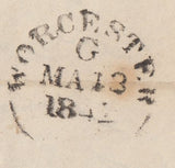 131815 1842 UNIFORM PENNY POST MAIL LEDBURY, HEREFORDSHIRE TO WORCESTER WITH LEDBURY UNIFORM PENNY POST HAND STAMP '1' (HF256).