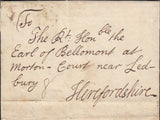 131819 1743 MAIL LONDON TO 'EARL OF BELLOMONT' LEDBURY, HEREFORDSHIRE.
