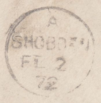 131876 1872 AND 1880 ENVELOPES WITH 'SHOBDON' DATE STAMPS.