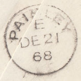 131896 1868 'GREENOCK/163' DOTTED CIRCLE POST MARK TYPE 2 (RA36) ON MAIL TO PAISLEY.