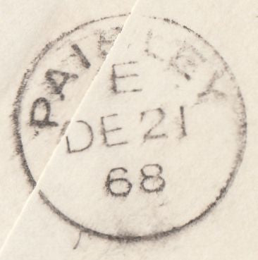 131896 1868 'GREENOCK/163' DOTTED CIRCLE POST MARK TYPE 2 (RA36) ON MAIL TO PAISLEY.