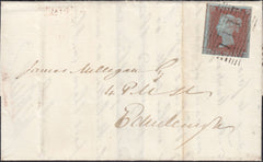 131931 1852 MAIL DUNBAR, EAST LOTHIAN TO EDINBURGH WITH 1D PL.140 (SG8)(DD).