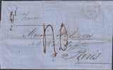 132149 1854 MAIL CARDIFF TO PARIS WITH 'GLOUCESTER/STATION' DOUBLE RING DATE STAMP.