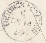 132154 1859 MAIL EDINBURGH TO BERWICK ON TWEED WITH 'ELM ROW' SCOTS LOCAL TYPE V HAND STAMP AND 'BERWICK.STATION' DATE STAMP.