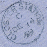 132166 1859 MAIL MONMOUTH TO GLOSTER WITH 'GLOSTER-STATION' DATE STAMP IN BLUE.