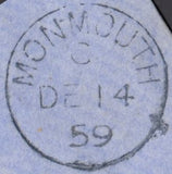 132166 1859 MAIL MONMOUTH TO GLOSTER WITH 'GLOSTER-STATION' DATE STAMP IN BLUE.