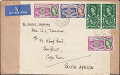 132185 1960 AIR MAIL ALDBOURNE, WILTS TO SOUTH AFRICA WITH COMMEMORATIVES.