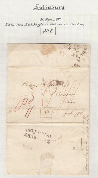 132200 COLLECTION OF SALISBURY PENNY POST AND RECEIVING HOUSE HAND STAMPS.
