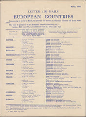 132204 1935 LEAFLET ROYAL MAIL 'LETTER AIR MAILS EUROPEAN COUNTRIES'.