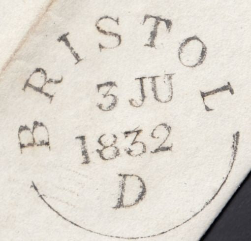 132227 1832 COVERS (2) USED LOCALLY IN BRISTOL WITH 'BRISTOL' DATE STAMPS WITH ITALIC LETTERS WITHIN (BS95).