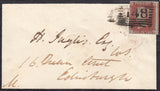 132267 1853 MOURNING ENVELOPE FORT WILLIAM TO EDINBURGH WITH 1D PL.163 (SG8)(JD).