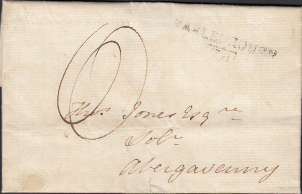 132294 1816 MAIL MARLBOROUGH TO ABERGAVENNY WITH 'MARLBOROUGH/78' MILEAGE MARK (WL420).