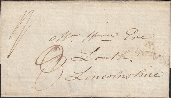132295 1817 MAIL BRADFORD, WILTS TO LOUTH WITH 'BRADFORD/W.' HAND STAMP (WL75).