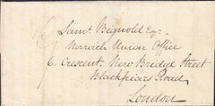 132298 1828 MAIL MALMESBURY TO LONDON WITH 'MALMSBURY' HAND STAMP (WL378).