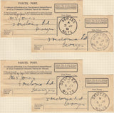 132461 COLLECTION OF 1951 INSTRUCTIONAL HAND STAMPS ON COVER FROM DEVIZES, WILTSHIRE WITH EXPLANATORY NOTES/LETTERS FROM THE POSTMASTER.