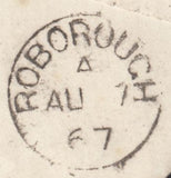 132478 1867 MAIL ROBOROUGH, DEVON TO FROME WITH 'B96' 3HOS NUMERAL OF ROBOROUGH.