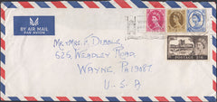 132537 1958 AIR MAIL CAMBRIDGE TO USA WITH 2/6 CASTLE AND WILDINGS.