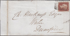 132750 1851 MAIL USED LOCALLY IN DUMFRIES WITH 'NEW ABBEY' SCOTS LOCAL CIRCULAR HAND STAMP TYPE C1.