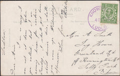 132791 1912 MAIL KNOWBURY, SHROPSHIRE TO BIRMINGHAM WITH 'KNOWBURY/LUDLOW' RUBBER DATE STAMP.