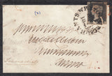 133003 1840 MOURNING ENVELOPE FROM NORWICH TO WHITCHURCH, HAMPSHIRE RE-DIRECTED TO SOMERSET WITH 1D BLACK (DAMAGED) CANCELLED 'WHITCHURCH/HANTS AU 16 1840' DATE STAMP.