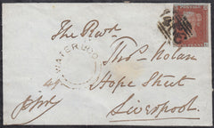 133015 1847 MOURNING ENVELOPE USED LOCALLY IN LIVERPOOL WITH 'WATERLOO' UDC.