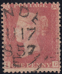 133063 1857 DIE 2 1D PL.43 (SG40)(IG) WITH DATED CANCELLATION.
