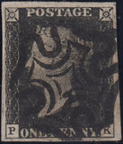133078 1840-41 MATCHED PAIR 1D BLACK PL.8 (SG2) AND 1D RED (SG7) LETTERED PK.