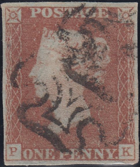 133078 1840-41 MATCHED PAIR 1D BLACK PL.8 (SG2) AND 1D RED (SG7) LETTERED PK.
