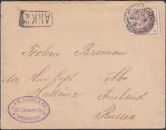 133113 1885 MAIL GREENOCK TO FINLAND, RUSSIA WITH 2½D LILAC (SG190).